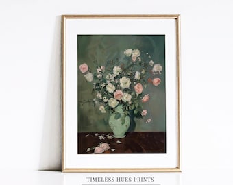 Vintage Rose Still Life Painting | Floral Bouquet PRINTABLE (Digital Download)