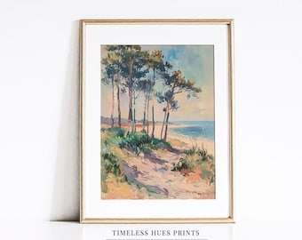 Dipinto impressionista sulla spiaggia / Arte costiera vintage (download digitale)