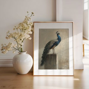 Peacock Bird Portrait, Bird Art,Animal Art,Bird Illustration,Vintage Wall Art,Exotic Bird Painting,Vintage Poster, Printable Wall Art Decor