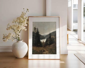 Pintura de paisaje del lago Moody / Arte tonalista vintage (imprimible)