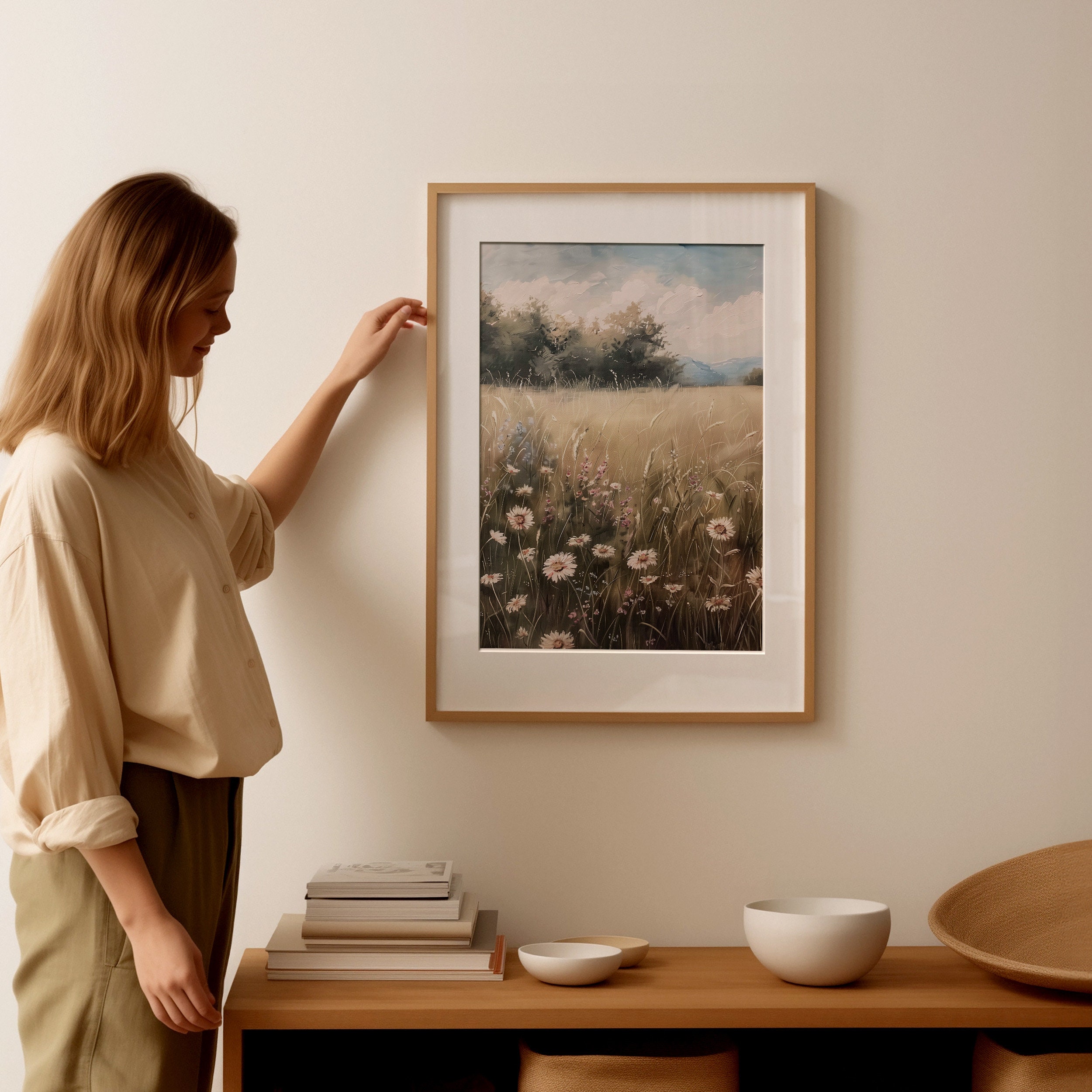 野花の油絵、素朴な風景画（デジタルダウンロード） - Etsy 日本