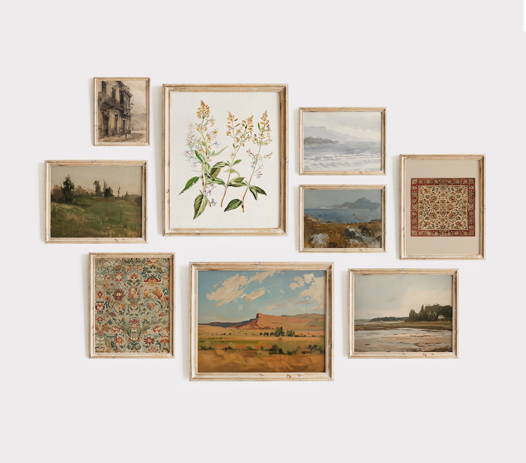 Printable Vintage Gallery Wall Art SET | Antique Prints Warm Aesthetic ...