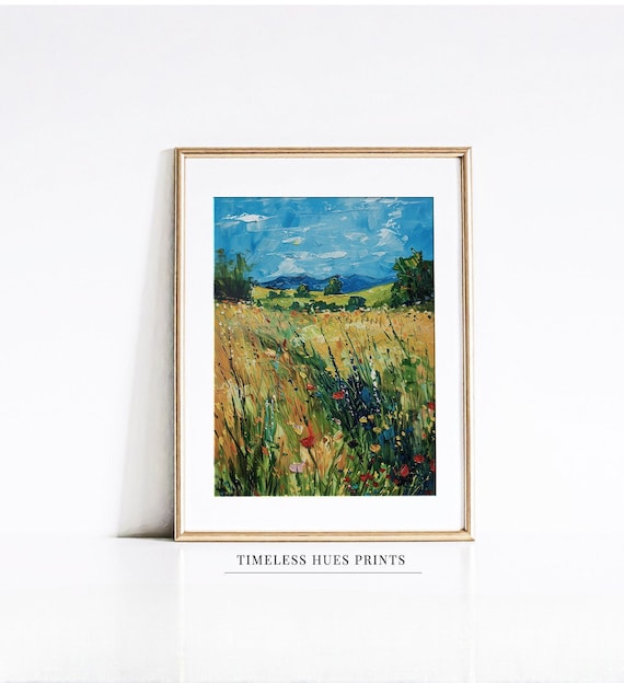 油絵 草原 油絵 油彩 油彩画 絵 絵画【朝焼けの草原に咲く白い花と朝日】
