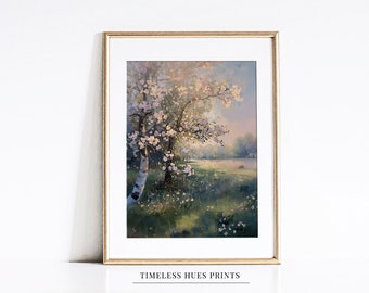 Kirschblütenbaum Frühlingslandschaft Kunstdruck (Digital Download)