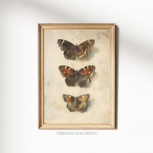 Vintage Boho Butterfly Art, Insect Art, Cottagecore Neutral Decor, Monarch Butterflies, Moth Wall Art, Digital Download PRINTABLE ART