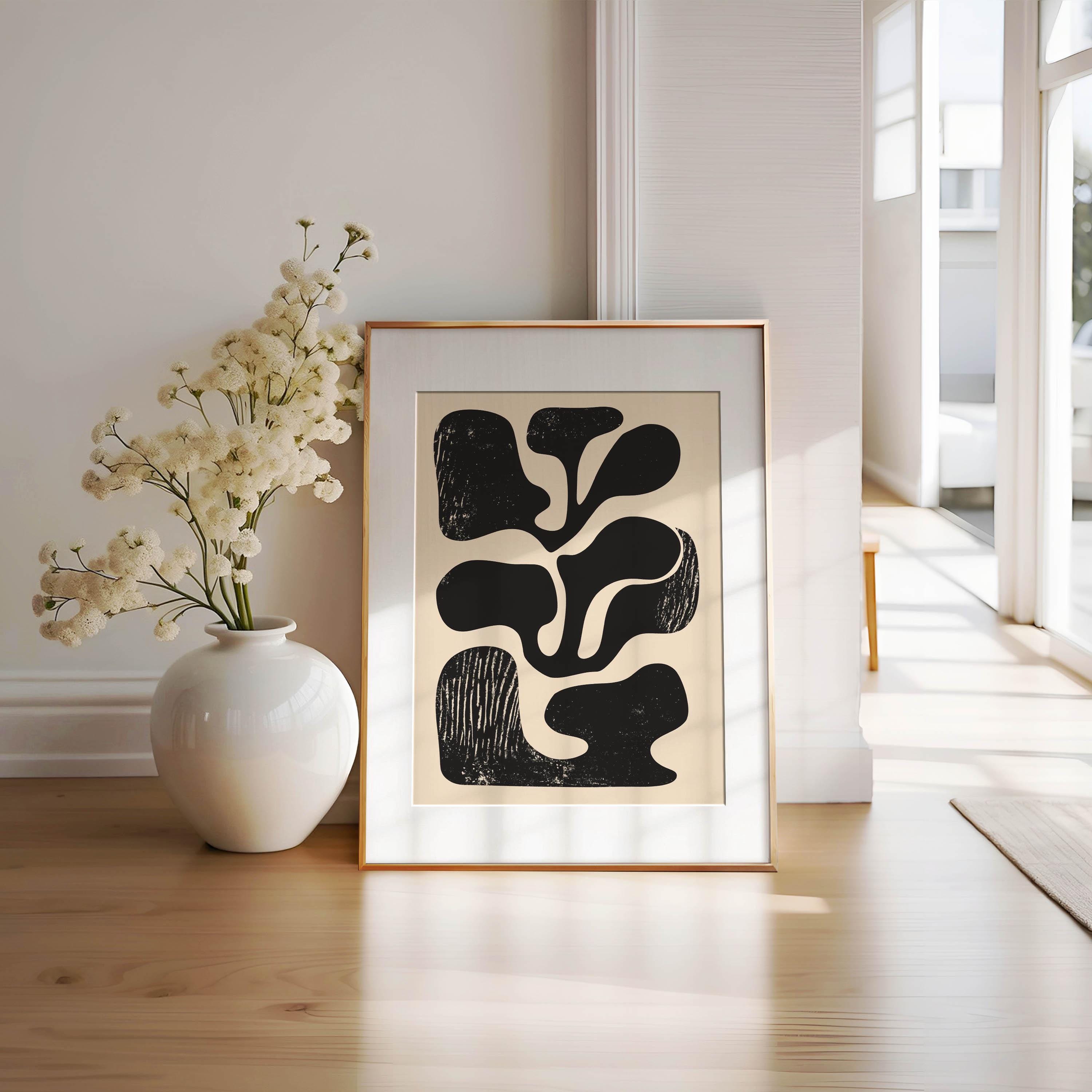 Nordic Abstract Shapes Art Print, Japandi Wabi Sabi Decor (digital