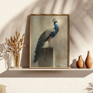 Vintage Peacock Painting, Wildlife Art, Bird Art, Wildlife Decor, Bird Painting, Animal Decor, Farmhouse Art, Digital Download PRINTABLE ART