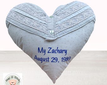 Heart Memory Pillow Handmade from a Loved One’s Clothes