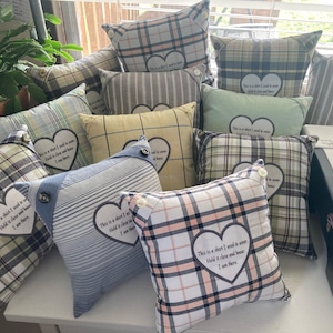 Small Custom Memory Pillow Handmade from a Loved One’s Clothes with Heart Patch 7 Inches