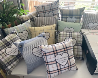 Memory Pillow from Loved One’s Clothes, Personalized Heart Patch Keepsake (7 Inch)