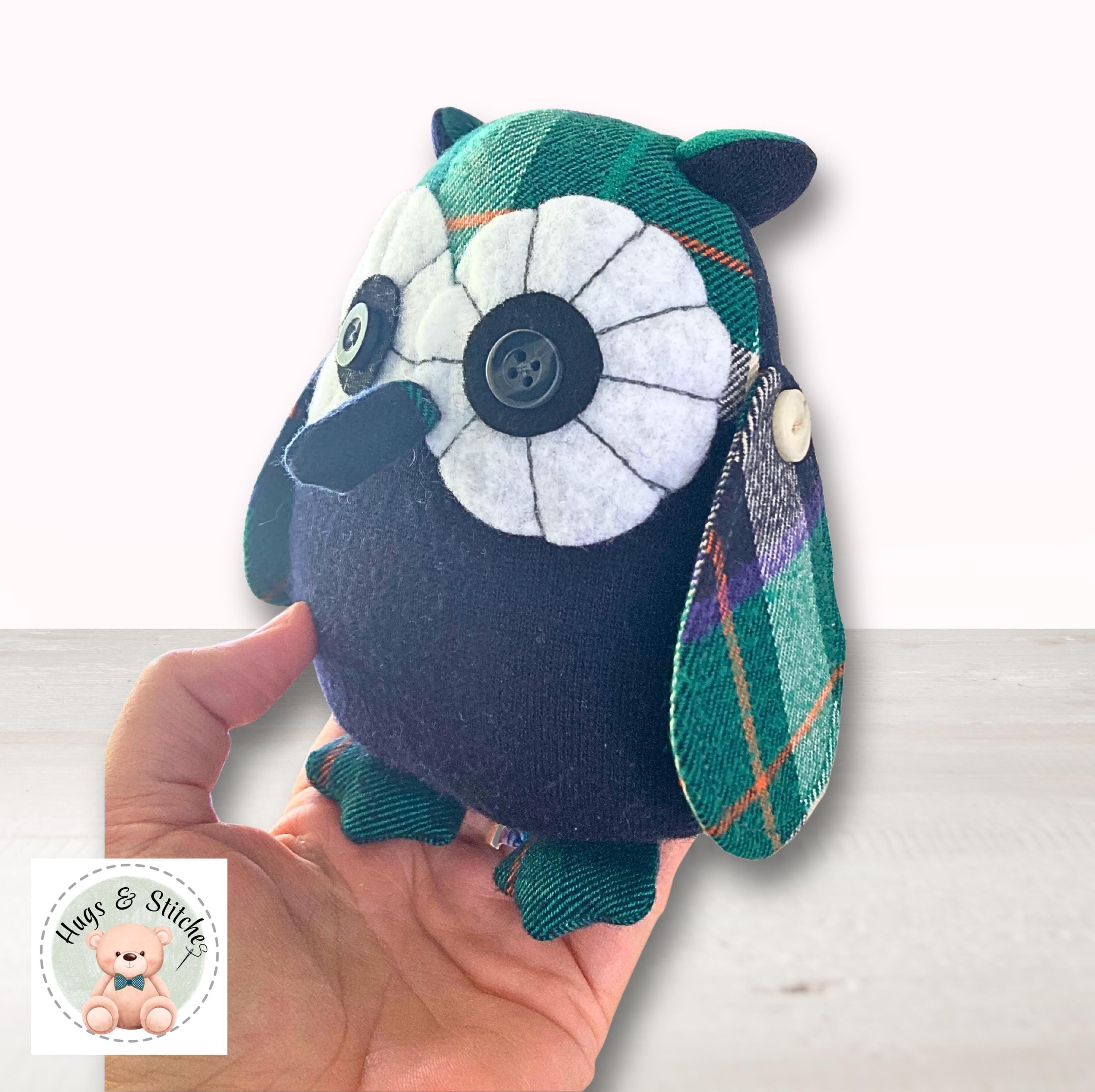 Custom Memory Owl Handmade from a Loved One's Clothes 6 Inches Tall