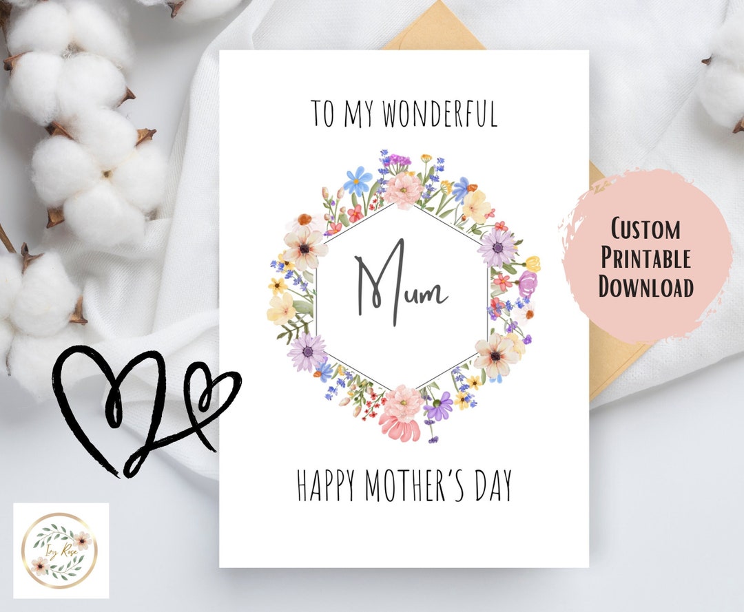 Custom Printable mum Mothers Day Card Greeting Card for Mother's Day - Etsy