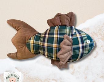 Large Custom Memory Fish Pillow Handmade from a Loved One’s Clothes- 14” Long