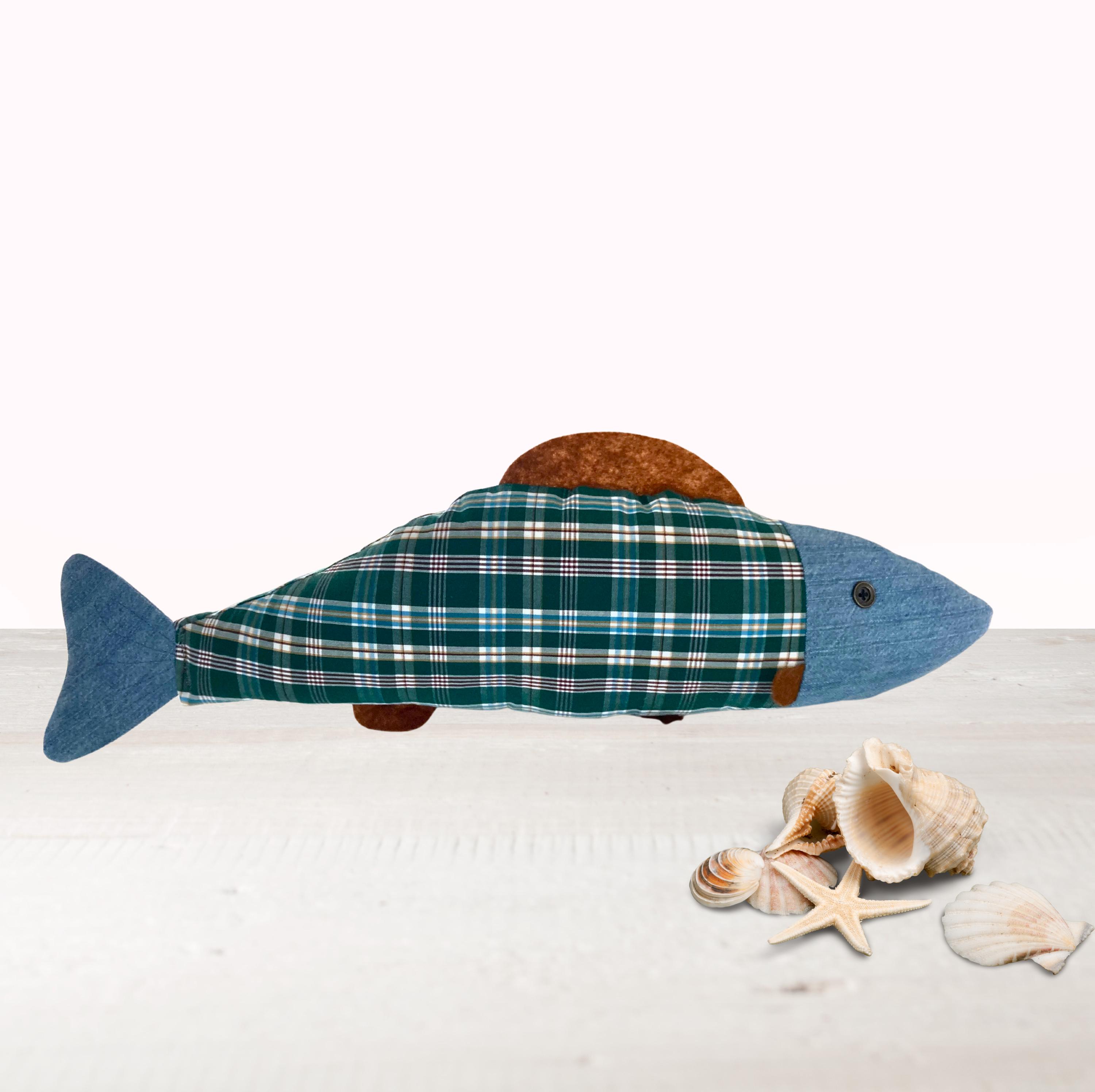 Large Custom Memory Trout Fish Pillow Handmade from a Loved One’s Clothes- 15” Long