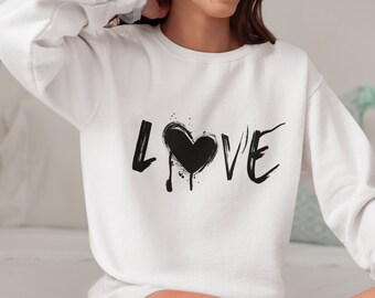 Urban Chic Love Graffiti Sweatshirt Damen Street Style Modeliebhaber