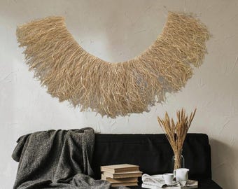 Handmade Raffia Wall Hanging: Natural Boho Home Decor