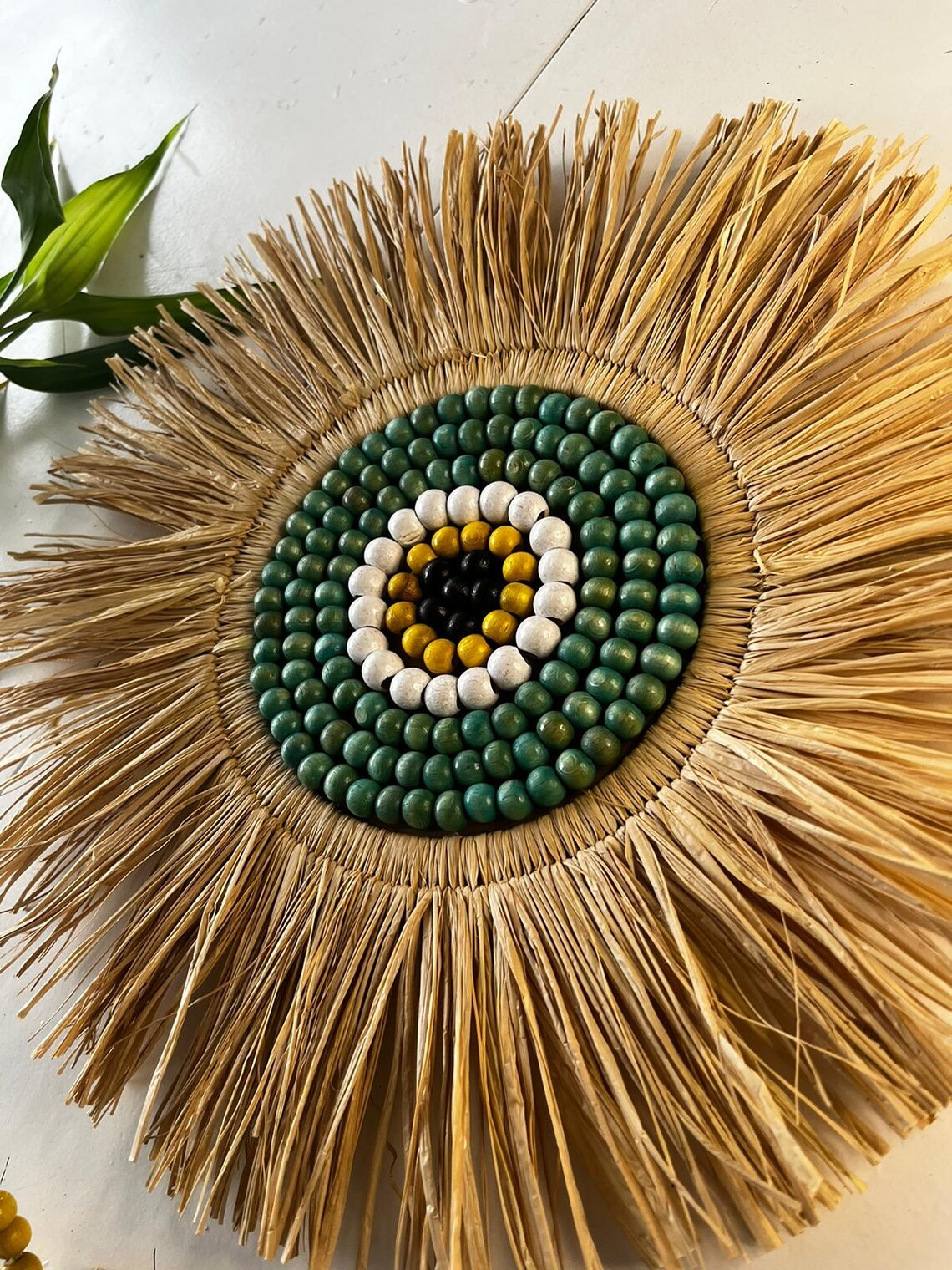 Raffia Wall Decor Raffia Bead Decor Raffia Round Wall Decor Natural ...