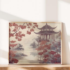 Japandi Wall Art Fancy Wall Art Vintage Floral Print French Toile Poster Digital Download Chinoiserie Autumn Wall Decor Japanese Art Print