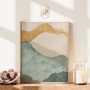 Abstracte Wabi Sabi muurkunst aardetinten Japandi muurkunst printables woonkamer decor Japandi minimalistische Kintsugi goud bestverkochte muurkunst