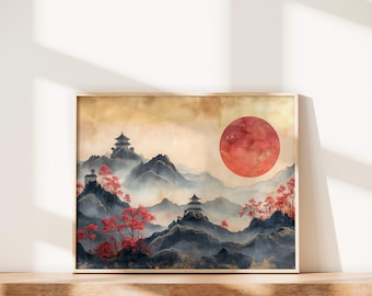 Aesthetic Japandi Wall Art Instant Download Print Art Japanese Landscape Painting Printable Wall Art Wabi Sabi Bestselling Wall Art Prints