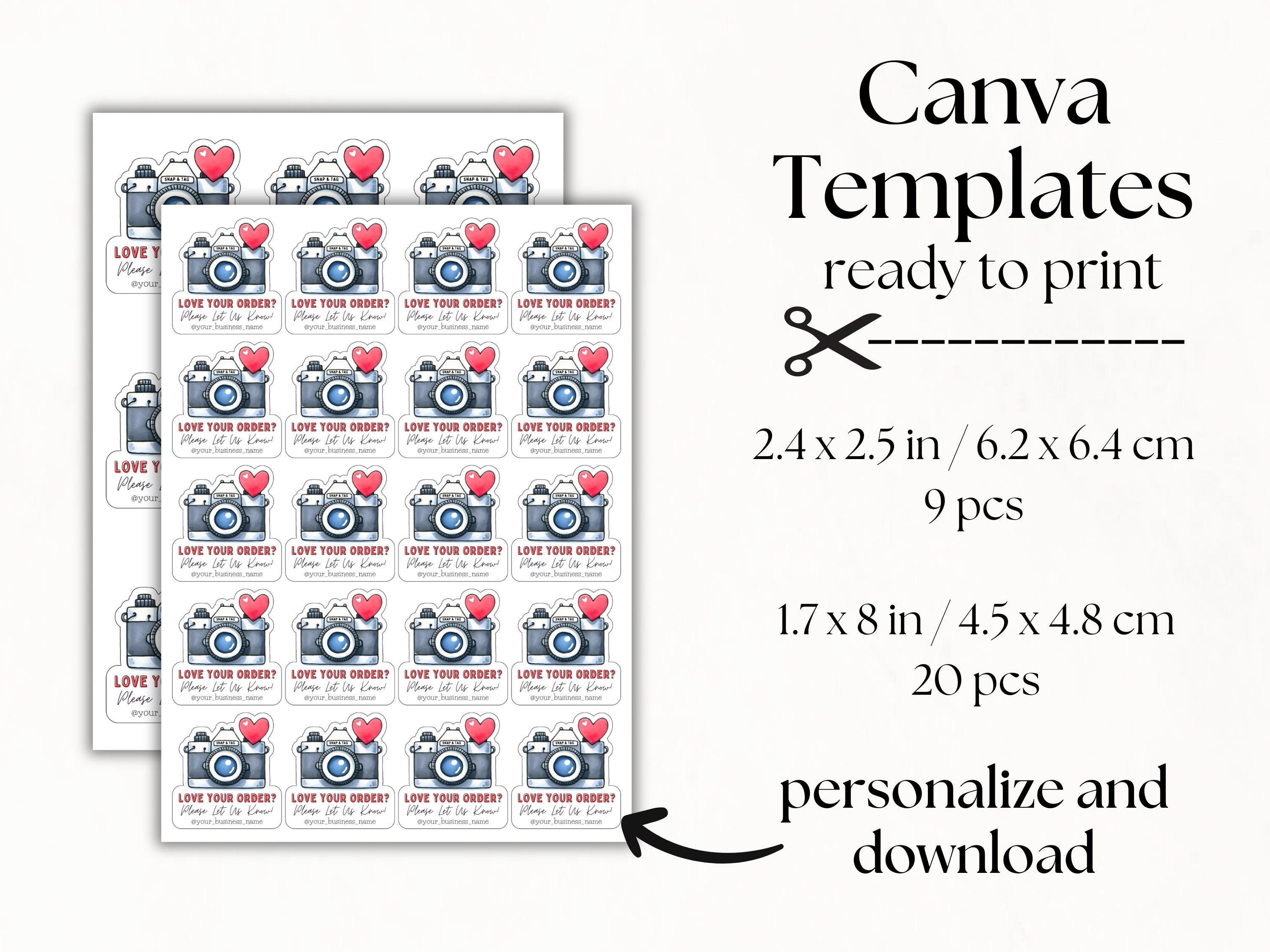 Printable Snap and Tag Stickers Fussy Cut Labels for Small Business ...
