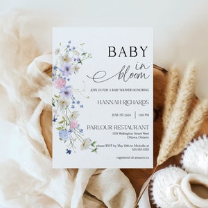 Baby in Bloom Summer Baby Shower Invitation, Floral Baby Shower Invitation, Digital Baby Shower Invite, Baby Shower Invitation #HANNAH