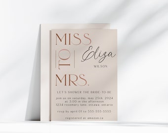 Miss to Mrs Bridal Shower Invite, Editable Bridal Shower Invite, Bridal Shower Invite, Elegant Bridal Shower, Bridal Shower Template