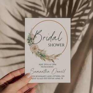 Boho Wreath Bridal Shower Invite, Bridal Shower Invitation, Floral Bridal Shower Invite, Boho Bridal Shower Invitation, Bridal Shower
