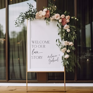 Welcome to our Love Story Digital Download Wedding Welcome Sign Modern Welcome Sign Printable Minimalist Wedding Sign Elegant Sign
