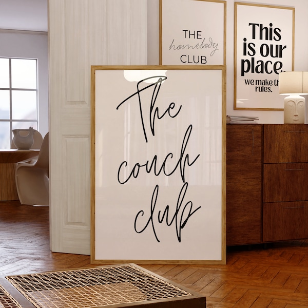 The Couch Club Digital Print Wall Art, Digital Wall Art, Digital Print, Wall Art, Digital Quote Print, Living Room Print, Living Room Art