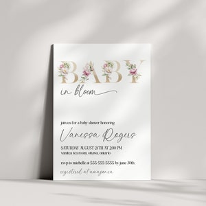 Floral Baby Shower Invitation, Floral Baby Shower Invite, Digital Baby Shower Invitation, Elegant Baby Shower Invitation,  #VANESSA