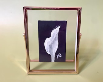 Miniature Art, Flower Art, Calle Lily, Original Oil Painting, 2x3 inch Framed Mini Art