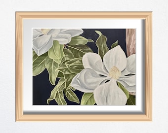 Fine Art Print, Magnolia Painting, Flower Art, Physical Print, Framed Wall Art, Earthy Decor