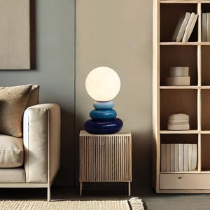 Rechargeable Table Blue Lamp, Touch Sensor, LED Desktop, Night Light Wireless, Reading Lamp for Restaurant, Hotel, Bar, Bedroom Decor