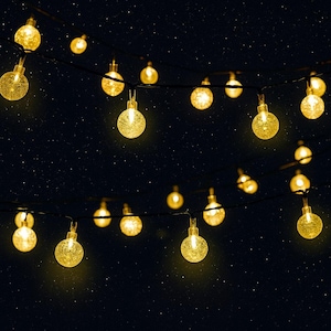 Guirlande lumineuse solaire pour jardin : 100 LED blanc chaud, étanches