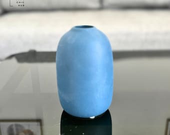 Beautiful Blue Ceramic Vase, Living Room Flower Arrangement, Decorative Bud Vase, Creative Multipurpose Boho Planter