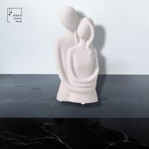 Modern Grey Abstract Ceramic Sculpture, Hug Statue, Office Home Decoration, Home Decor, Modern Sculpture, Modern Art