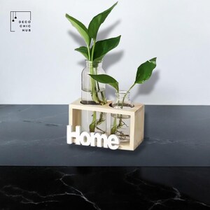 Moderne Holzvase, Hydrokultur-Vase, Wohnzimmer-Blumenarrangement, dekorative Knospe-Vase, kreativer Mehrzweck-Boho-Blumentopf