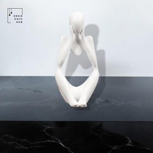 Abstract White Thinker Statue, Resin Figurine, Office Home Decoration, Home Decor, Modern Sculpture, Modern Art