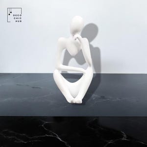 Abstract White Thinker Statue, Resin Figurine, Office Home Decoration, Home Decor, Modern Sculpture, Modern Art
