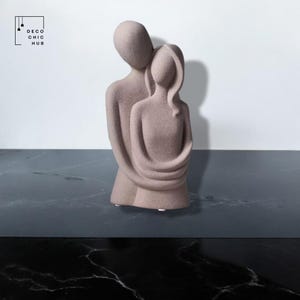 Modern Grey Abstract Ceramic Sculpture, Hug Statue, Office Home Decoration, Home Decor, Modern Sculpture, Modern Art
