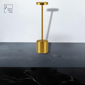 Lampe de table dorée rechargeable, sans fil, capteur tactile, bureau LED, veilleuse sans fil, lampe de lecture pour restaurant, chambre à coucher