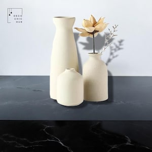 Moderne Cremefarbe Keramikvase, Wohnzimmer Blumenschmuck, Dekorative Knospe Vase, Kreative Mehrzweck Boho Blumentopf