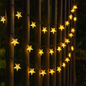 Guirlande lumineuse solaire pour jardin : 100 LED blanc chaud, étanches