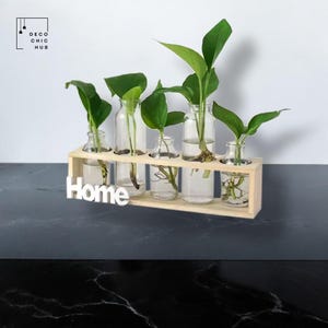 Moderne Holzvase, Hydrokultur-Vase, Wohnzimmer-Blumenarrangement, dekorative Knospe-Vase, kreativer Mehrzweck-Boho-Blumentopf