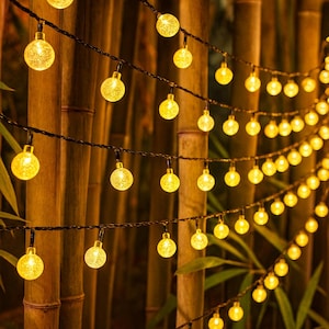 Guirlande lumineuse solaire pour jardin : LED blanc chaud, décoration extérieure imperméable