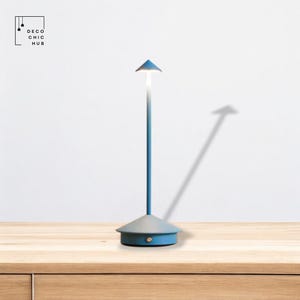 Rechargeable Table Blue Lamp, Touch Sensor, LED Desktop, Night Light Wireless, Reading Lamp for Restaurant, Hotel, Bar, Bedroom Decor