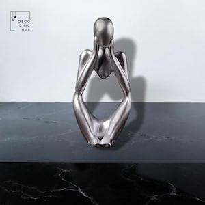 Abstract Silver Thinker Statue, Resin Figurine, Office Home Decoration, Home Decor, Modern Sculpture, Modern Art
