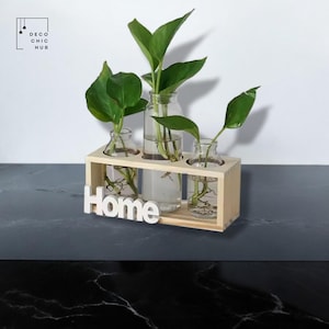 Moderne Holzvase, Hydrokultur-Vase, Wohnzimmer-Blumenarrangement, dekorative Knospe-Vase, kreativer Mehrzweck-Boho-Blumentopf