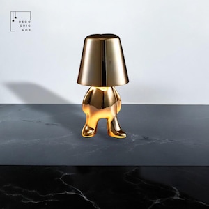 Rechargeable Table Gold Lamp, Touch Sensor, LED Desktop, Night Light Wireless, Reading Lamp for Restaurant, Hotel, Bar, Bedroom Decor
